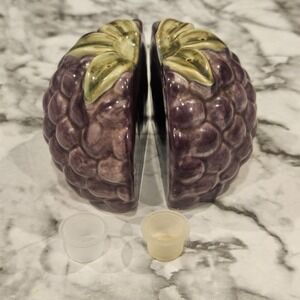 Vintage Grape Salt & Pepper Shakers Ceramic Purple Grapes Jamberry Style